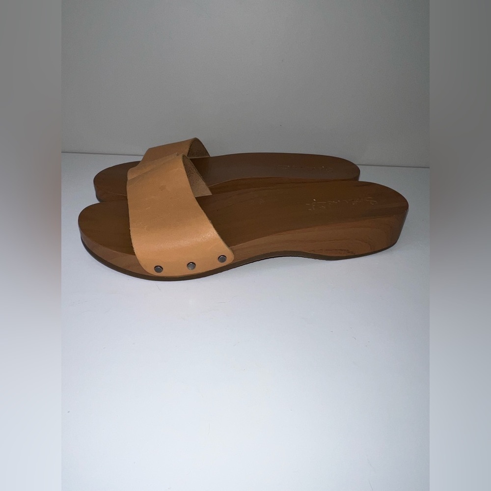 Splendid Anthropologie Shoes Sandals Mule Heather Wood Platform Slip-On Size 9